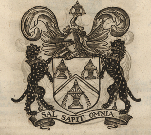 The coat of arms of the Salters’ Company, from Stow (1633). [Full size image]