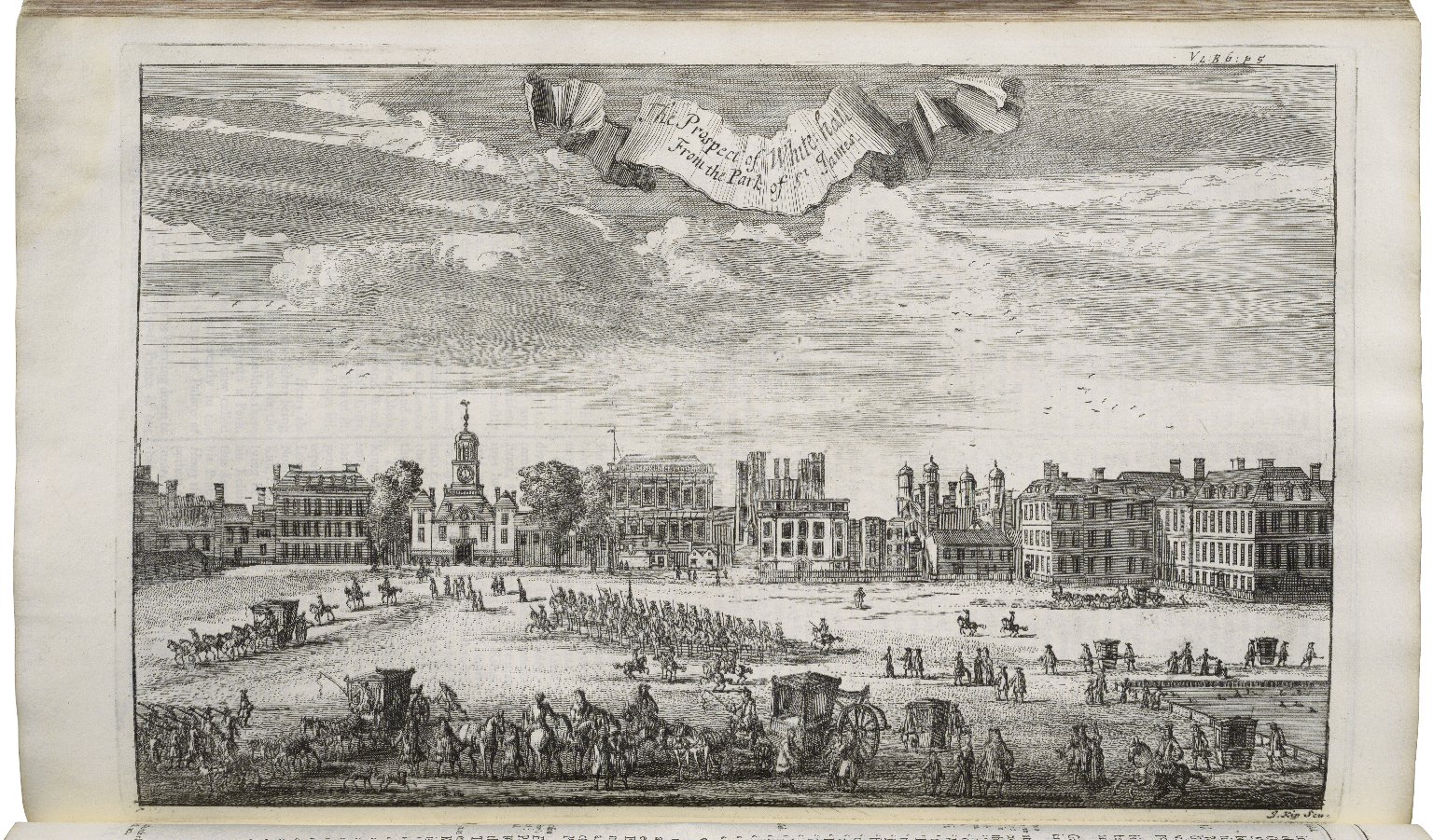 View of St. James Park, looking towards Whitehall. Image courtesy of the Folger Digital Image Collection.
