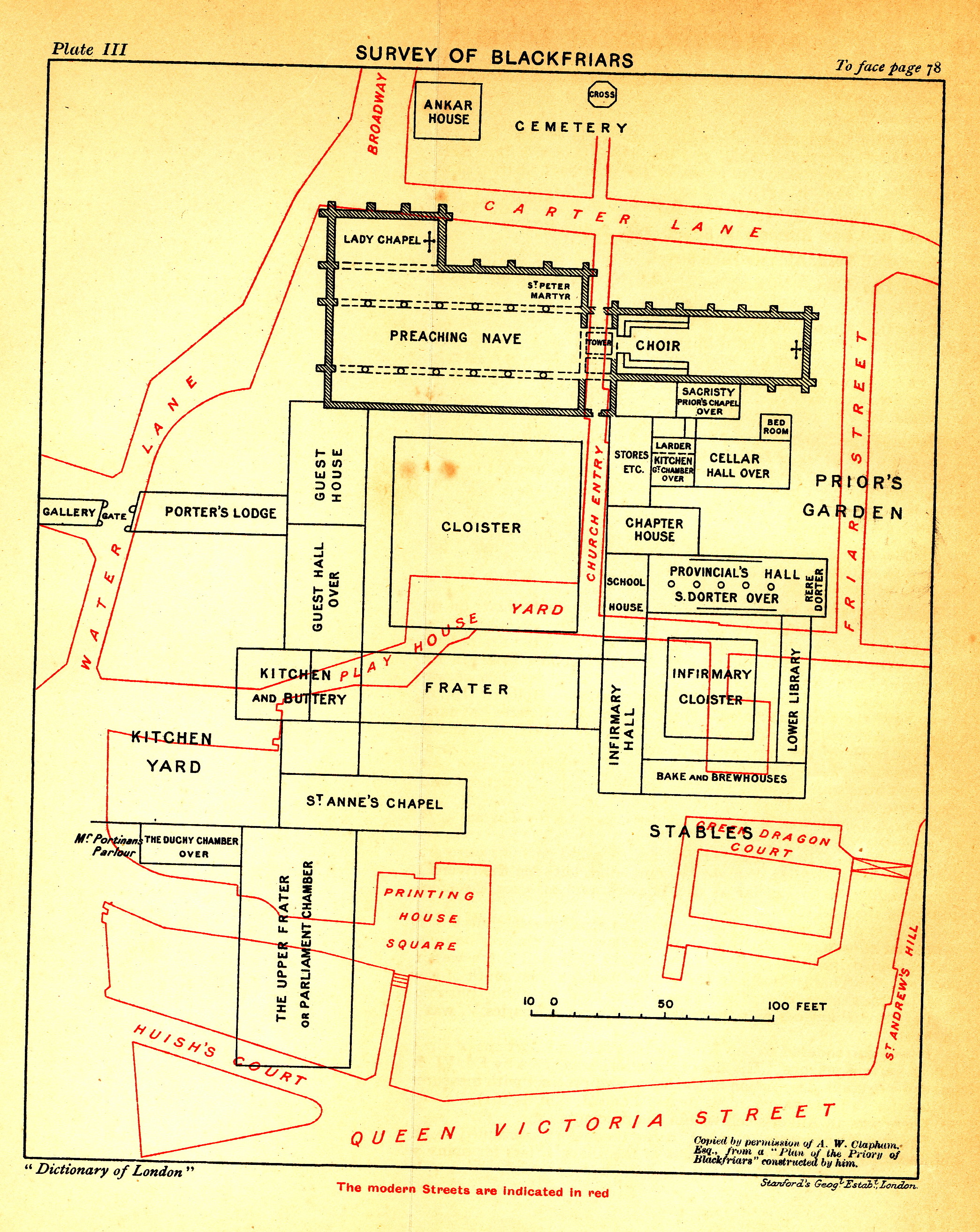 A survey of the Blackfriars precincts (Harben Plate 3).