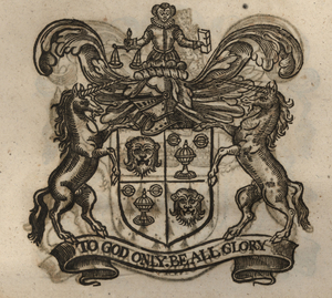 The coat of arms of the Goldsmiths’
                    Company, from Stow (1633).
                    [Full size
                    image]