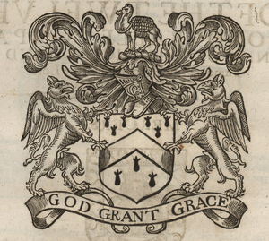 The coat of arms of the Grocers’
                    Company, from Stow (1633).
                    [Full size
                  image]