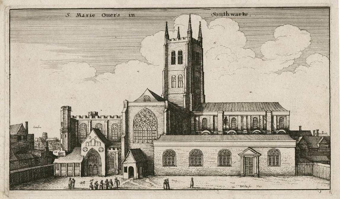 Wenceslaus Hollar’s S. Marie Ouer’s in Southwarke. Image courtesy of LUNA: Folger Digital Image Collection.