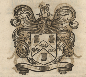 The coat of arms of the Ironmongers’
                    Company, from Stow (1633).
                    [Full size
                    image]