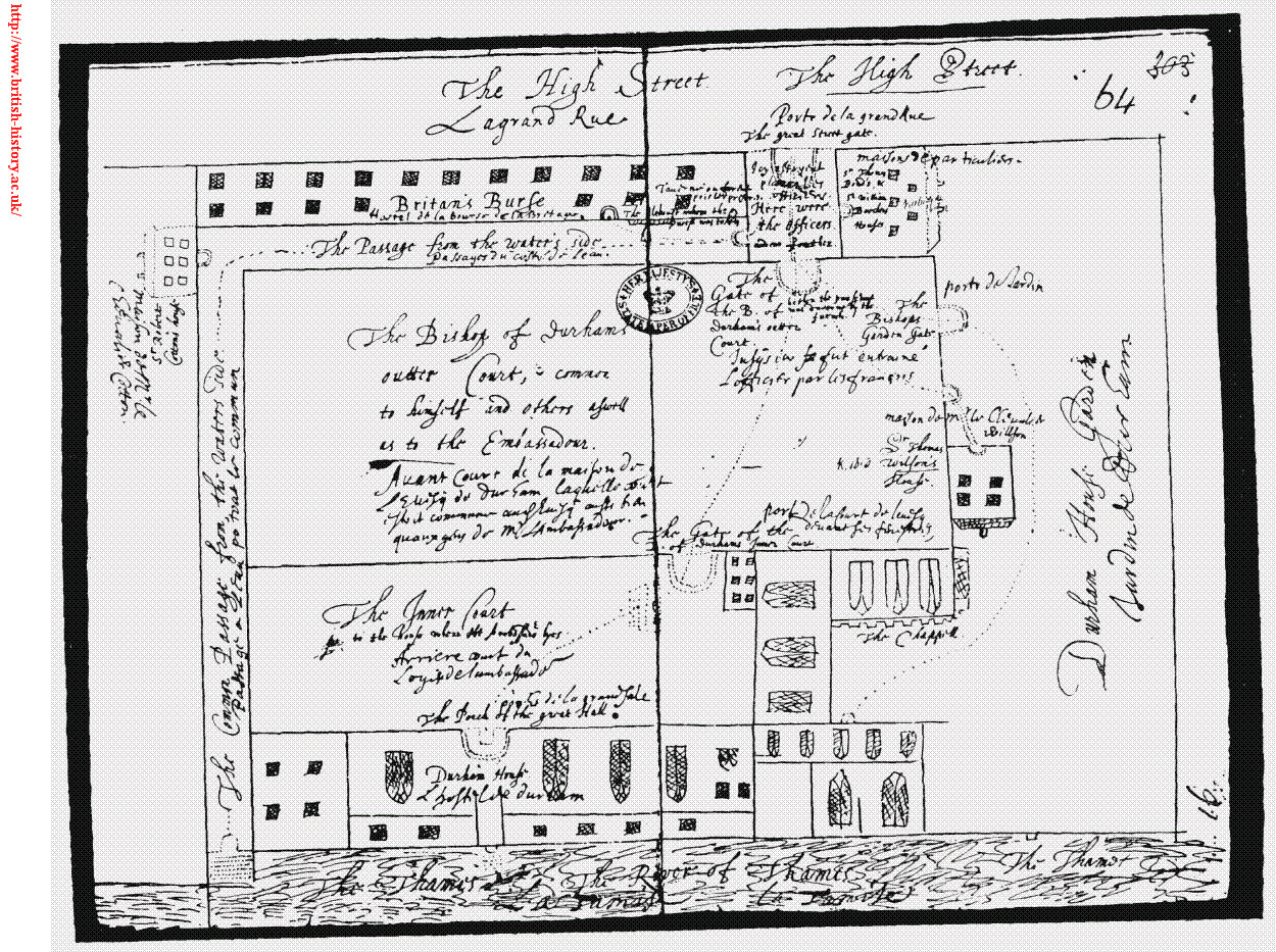 Plan of Durham House in 1626. Image courtesy of BHO.