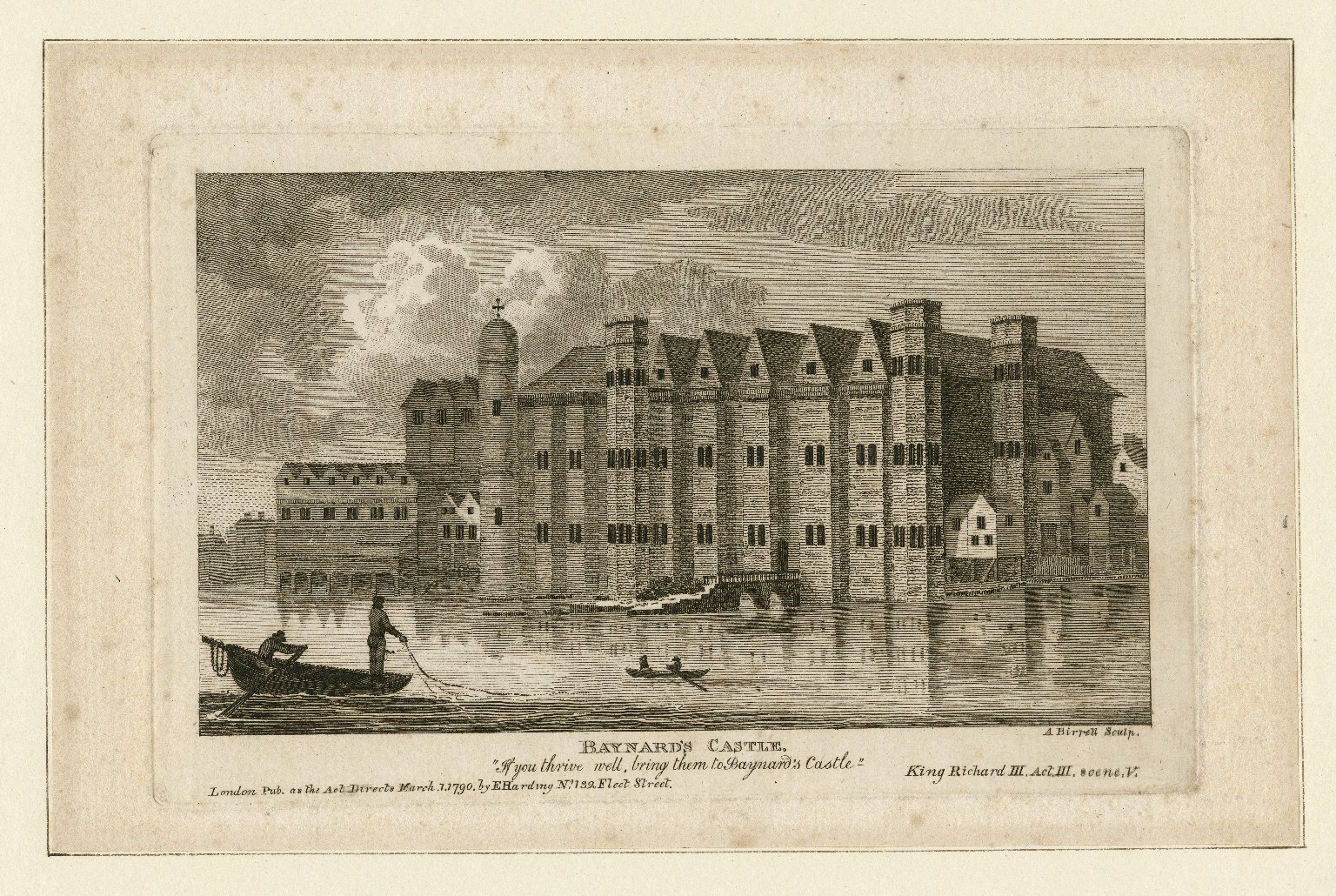 Engraving of Baynard’s Castle by A. Birrell. Image courtesy of the Folger Digital Image Collection.
