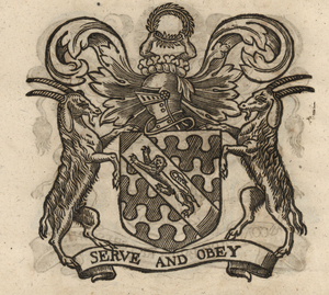 The coat of arms of the Haberdashers’
                    Company, from Stow (1633).
                    [Full size
                    image]