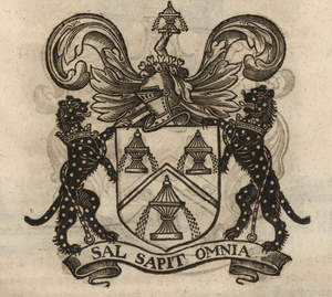 The coat of arms of the Salters’
                    Company, from Stow (1633).
                    [Full size
                  image]
