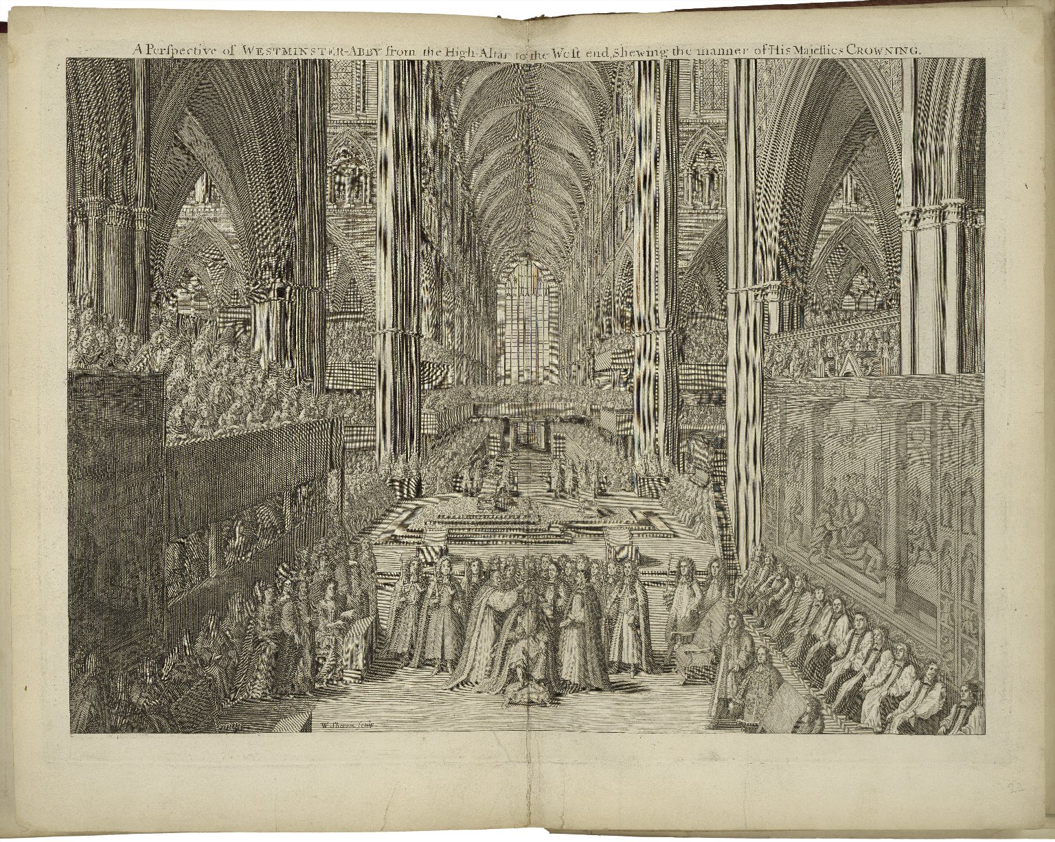 View of the interior of Westminster Abbey during the coronation of James I. Image courtesy of the Folger Digital Image Collection.