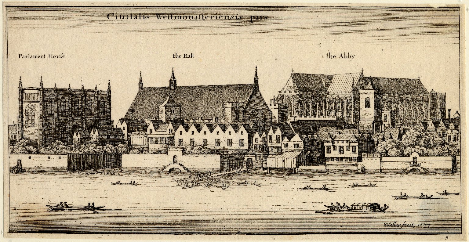 View of Westminster from the River Thames by Wenceslaus Hollar. Image courtesy of the Folger Digital Image Collection.