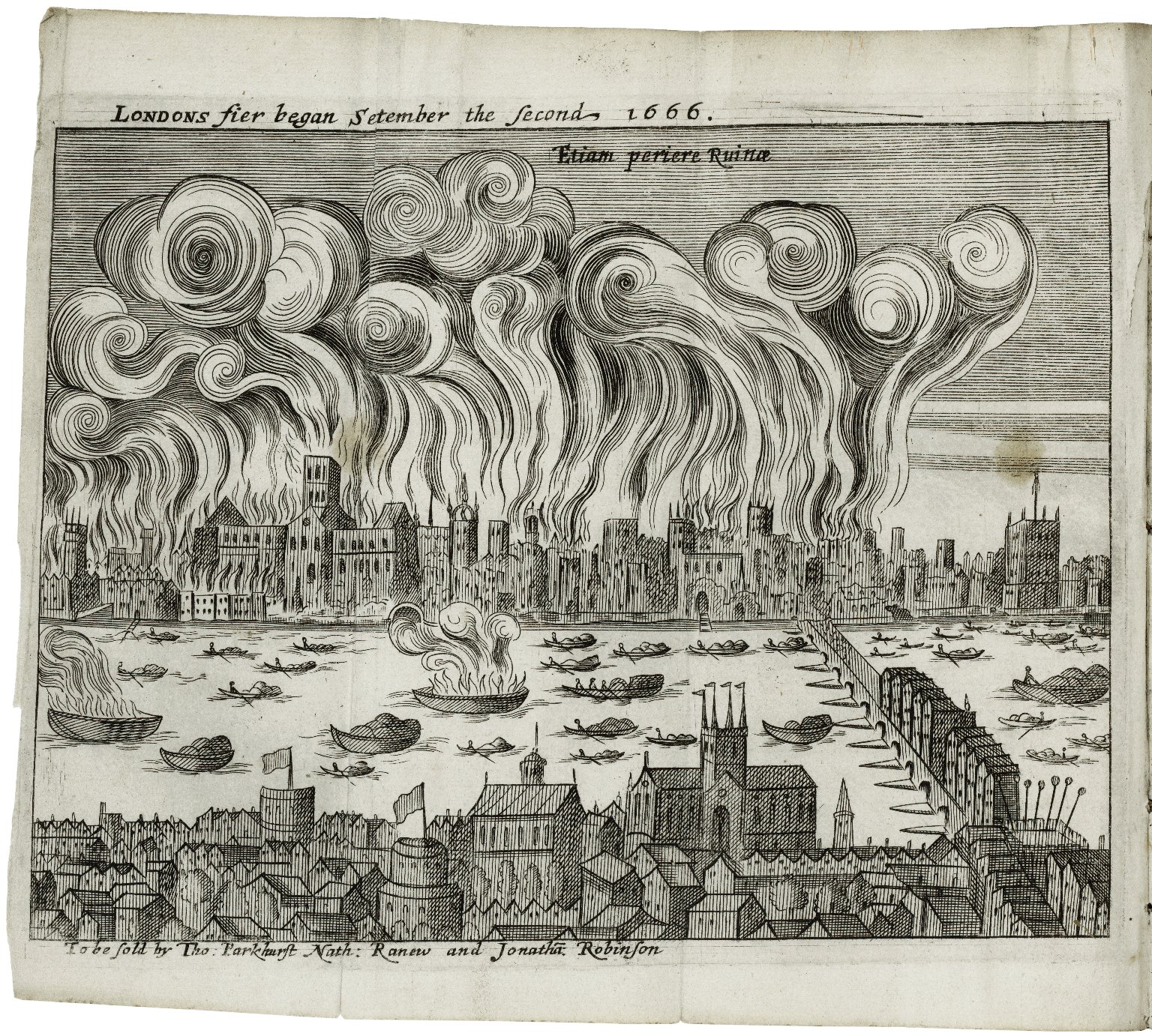Londons Fier began Setember the Second 1666 (Samuel Rolle). Image courtesy of the Folger Digital Image Collection.