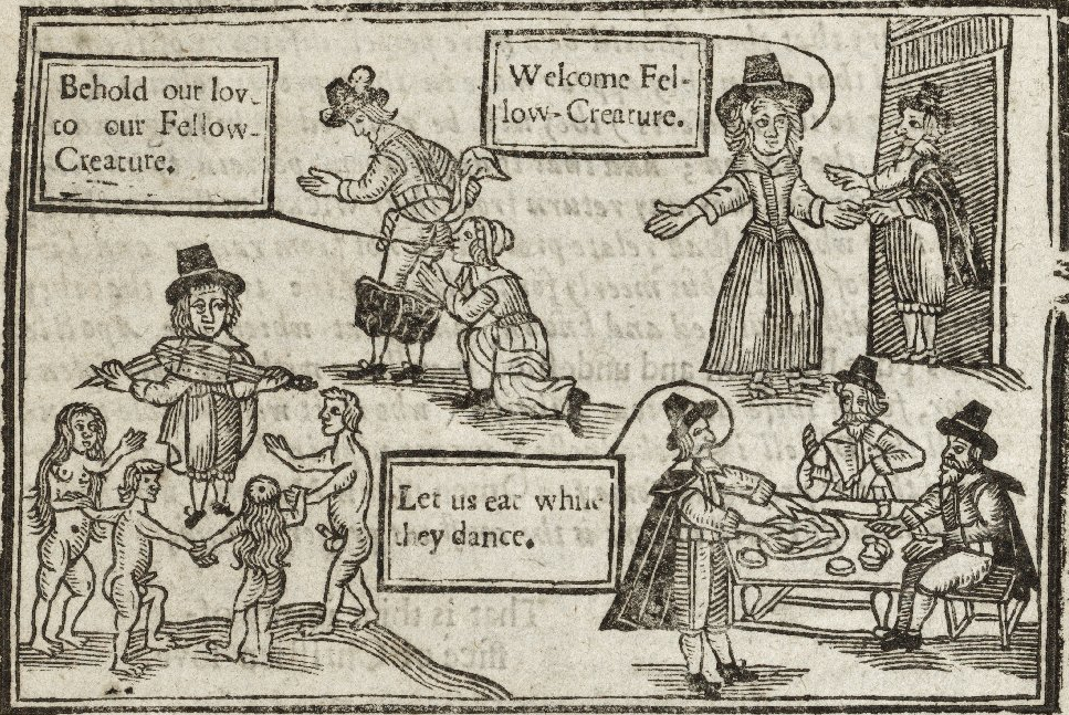 Woodblock drawing from the title page of John Reading’s The Ranters Raving (1650). Image courtesy of LUNA at the Folger Shakespeare Library.
