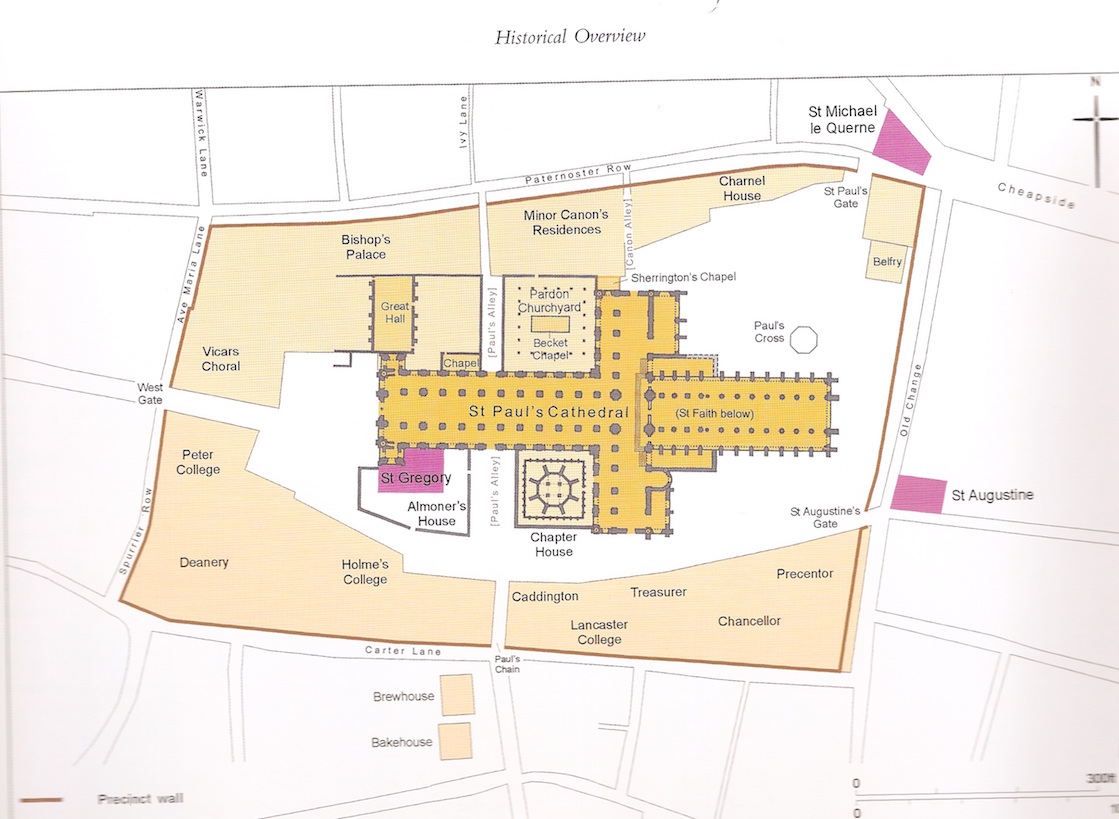 The St. Paul’s precinct c. 1500 (Keene, Burns, and Saint 42). Printed with the permission of the Yale University Press.