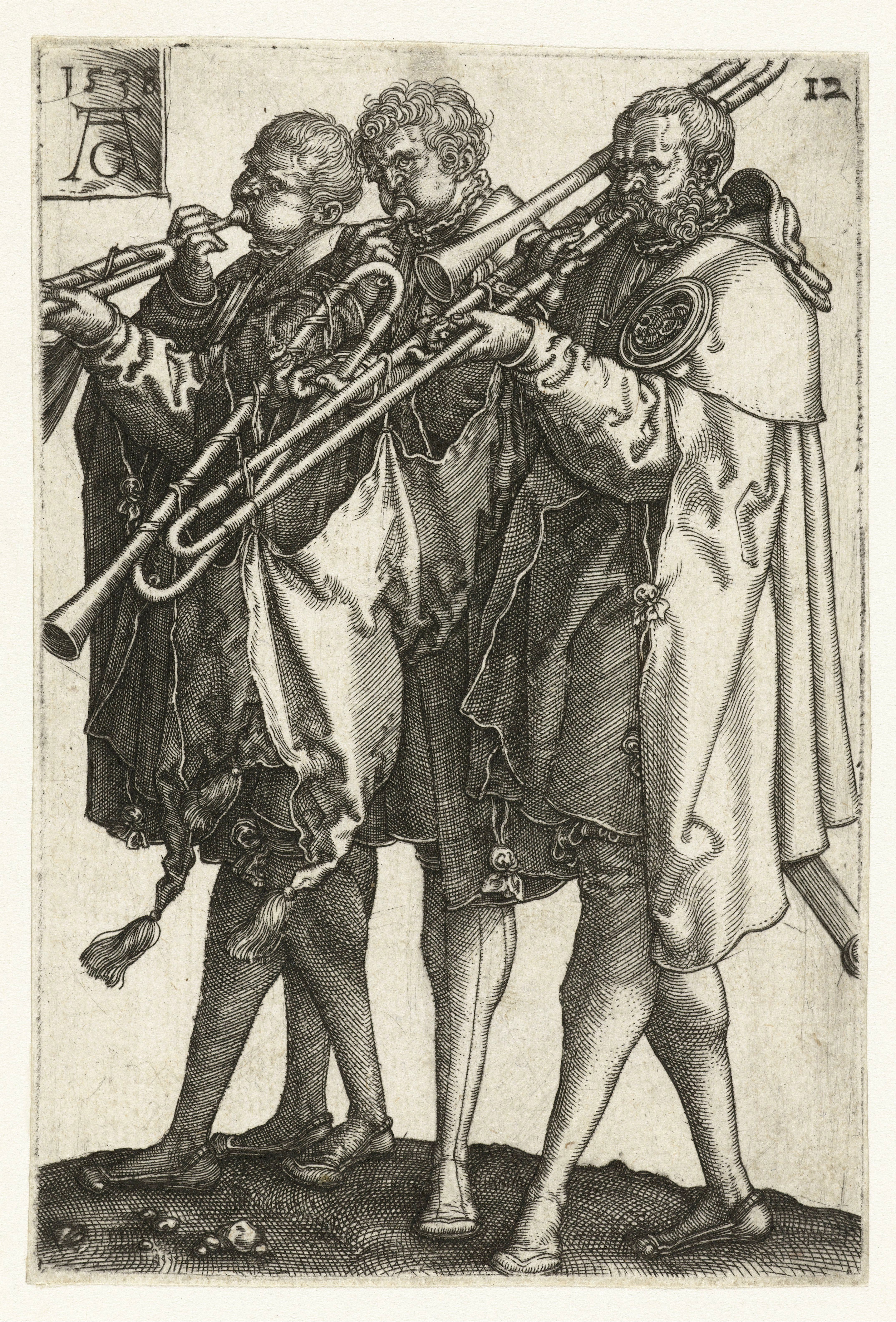 Drie muzikanten, Heinrich Aldegrever, 1538. Image courtesy of the Rijks Studio, Rijksmuseum.