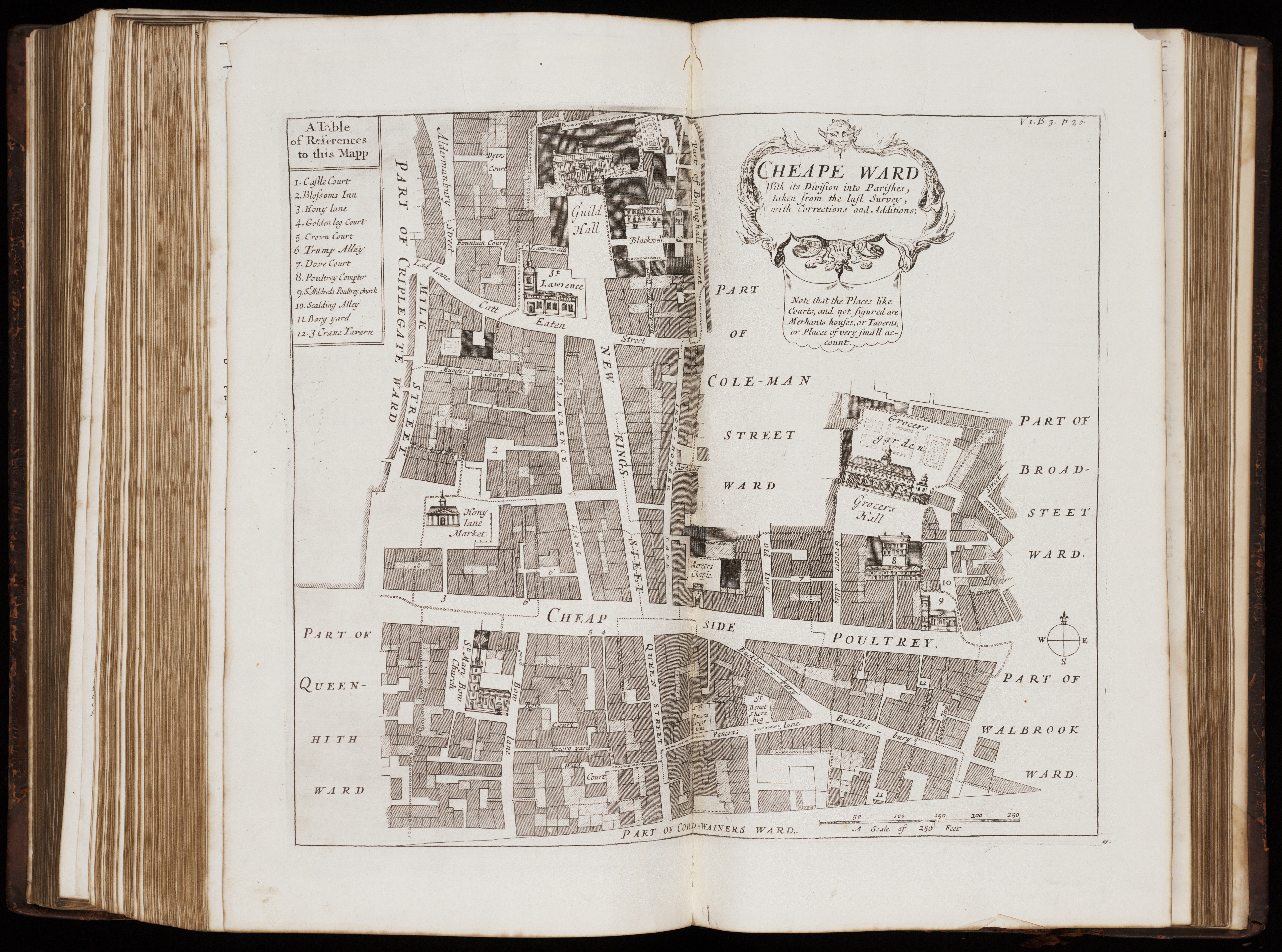 1720: Blome’s Map of Cheap Ward. Image courtesy of Yale University Library. 
                        Call No. 1977 +392